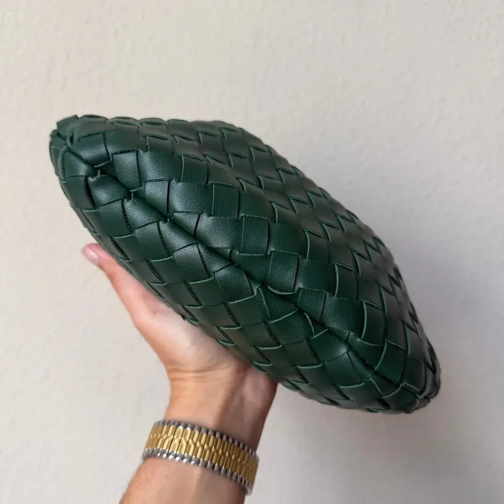 Urban Expressions Dark Green Woven Faux Leather Handbag NEW